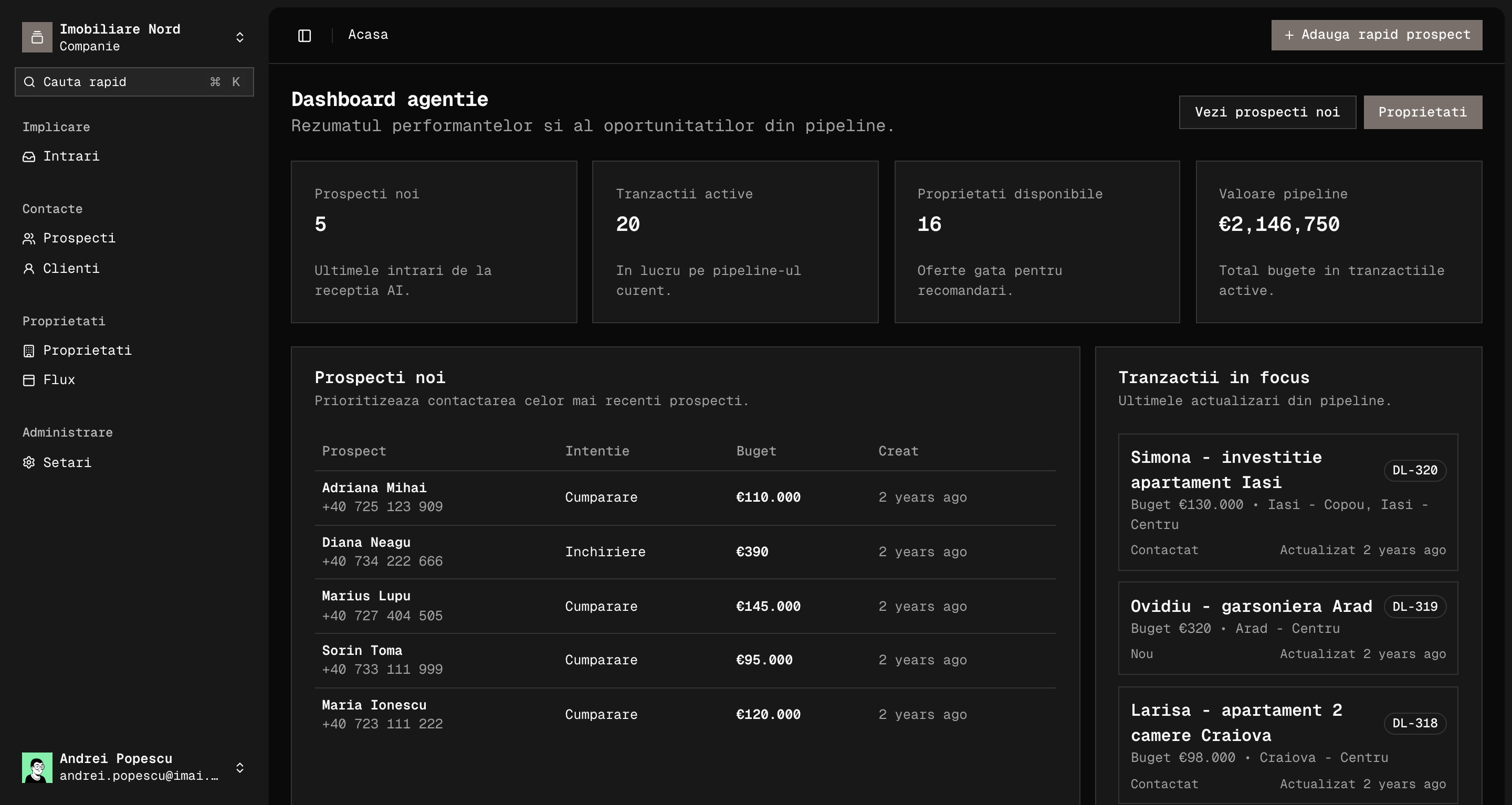 Previzualizare CRM Lite